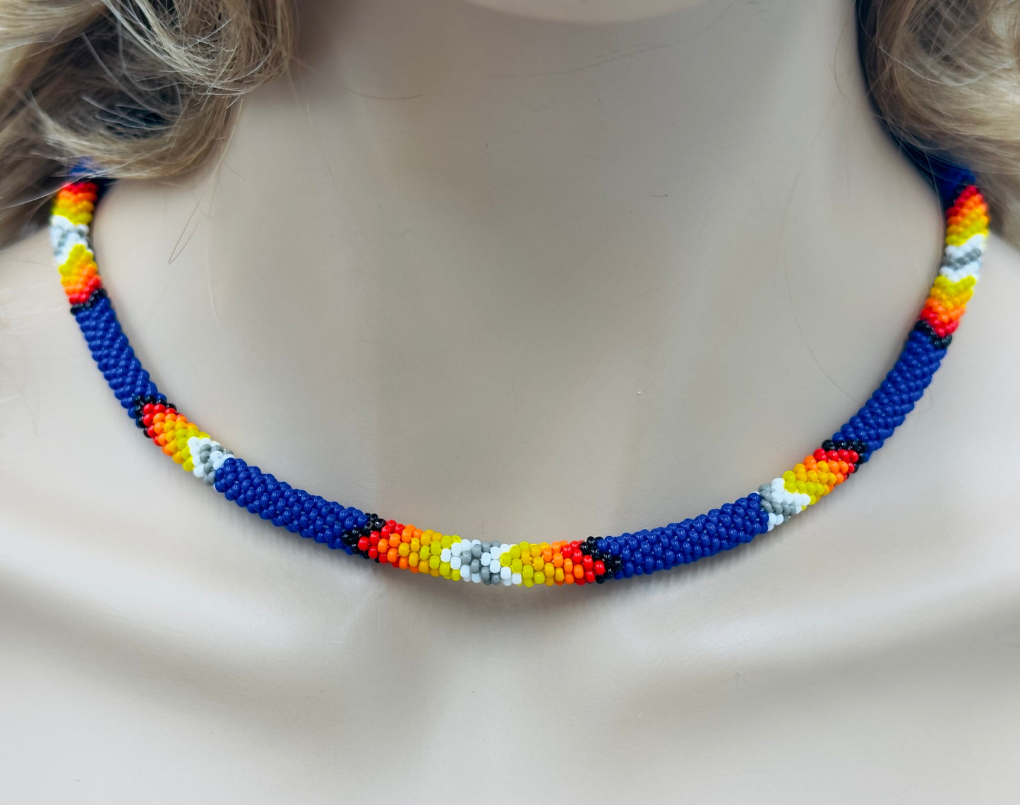 Handmade beaded Deep Blue woven Rope necklace