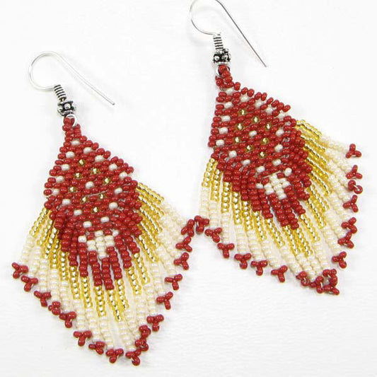 Handmade Beaded Deep Red Seed Bead Earrings