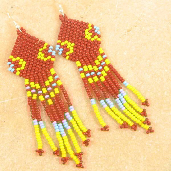 Handmade Beaded Deep Red Seed Beaded Earrings