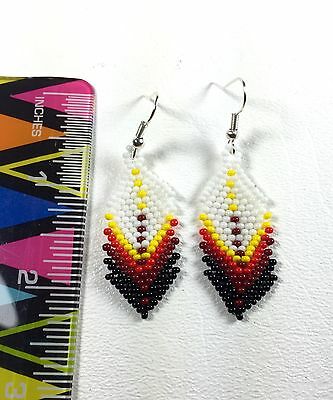 WHITE MULTICOLORED BEADED FASHION HOOK HANDMADE CHANDELIER EARRINGS E54/1
