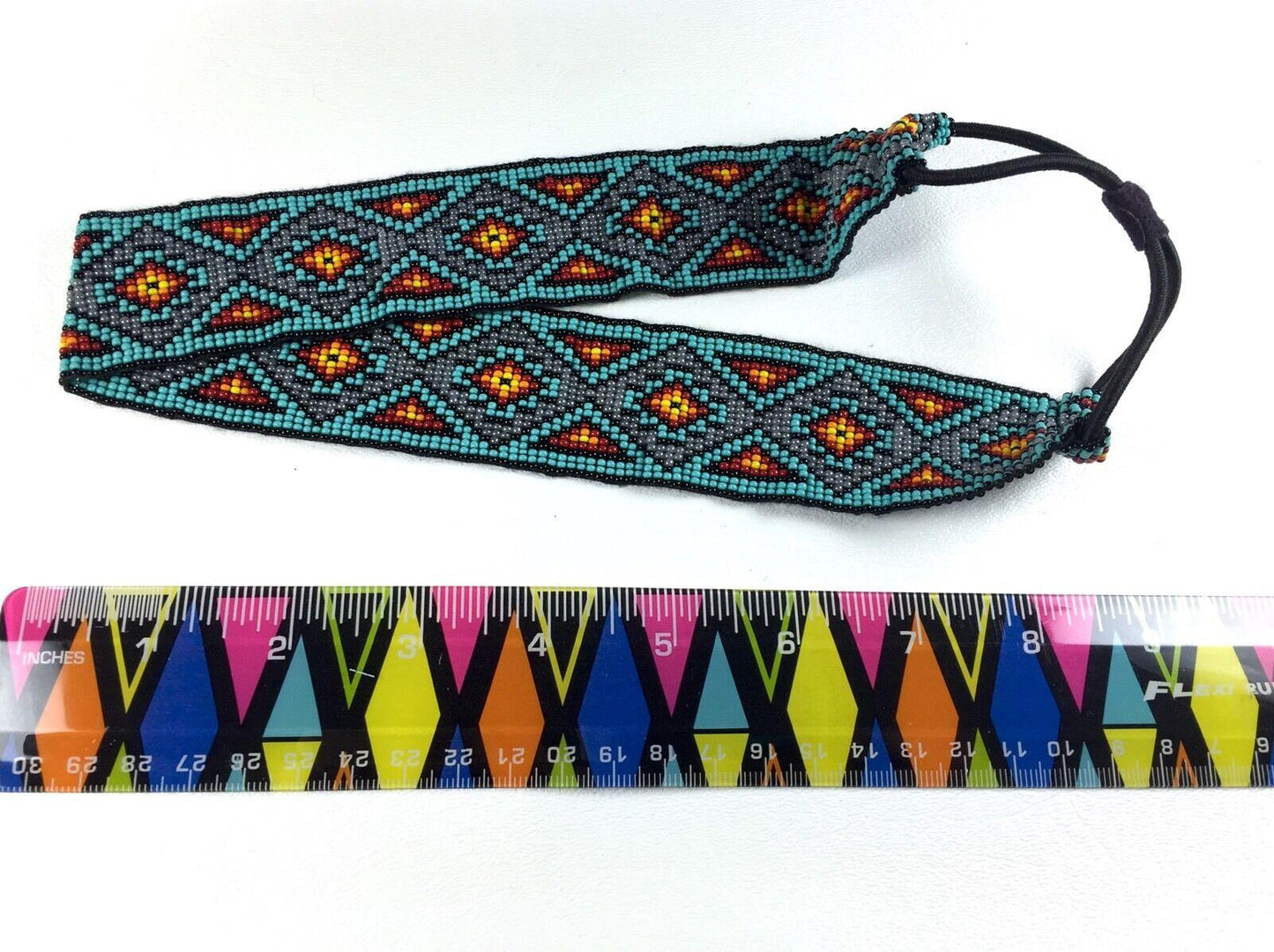 Native Style Handcrafted Beaded Multi-Color Stretchable Hair Band/Headband Z54/5