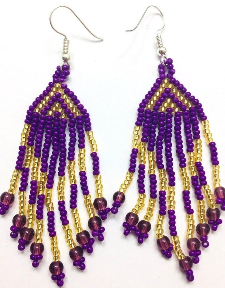 Handmade Beaded Purple Fashion Hook Earrings