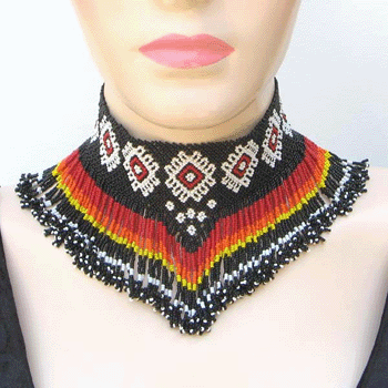 Sun Color Star Seed Beaded Grand Choker Necklace