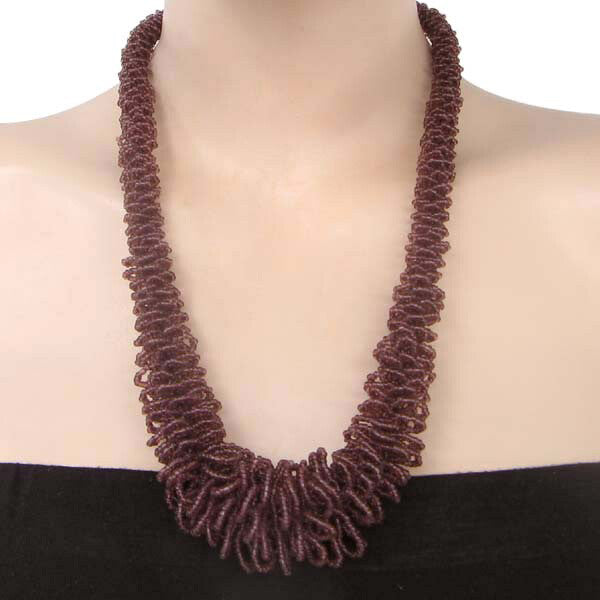 Handmade Beaded Brown Color Statement Necklace
