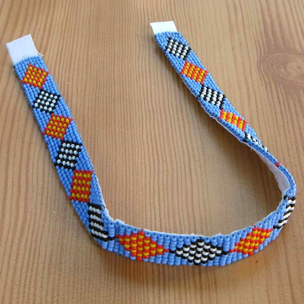 12X.5 Blue Seed Bead Geometric Pattern Handmade Beaded Strip