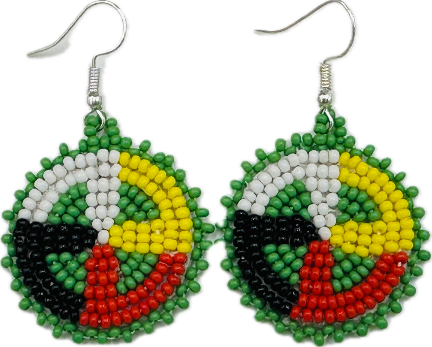 Handcrafted Green Earrings Four Directions Medicine Wheel