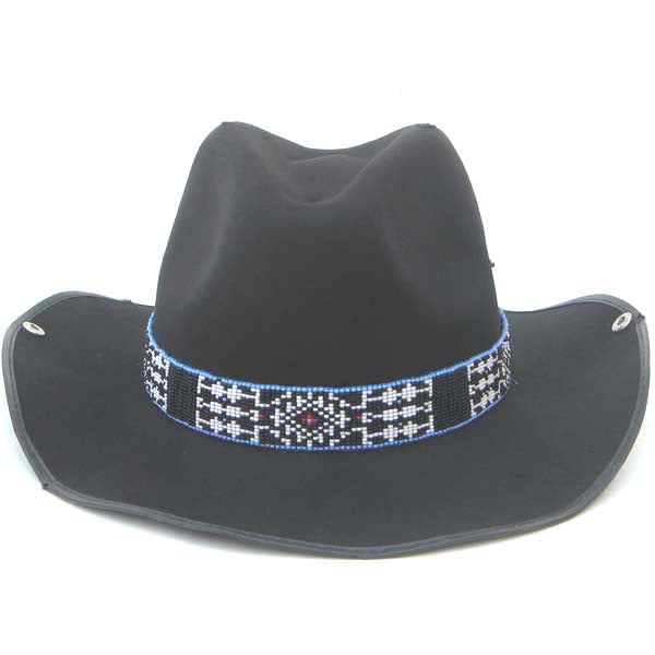 Medicine Man's Eye Beadwork Blue Black Beaded Cowboy Hat Band Belt
