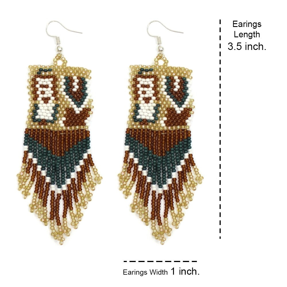 Handmade Beaded Brown Yei Dancer Seed Bead Earrings