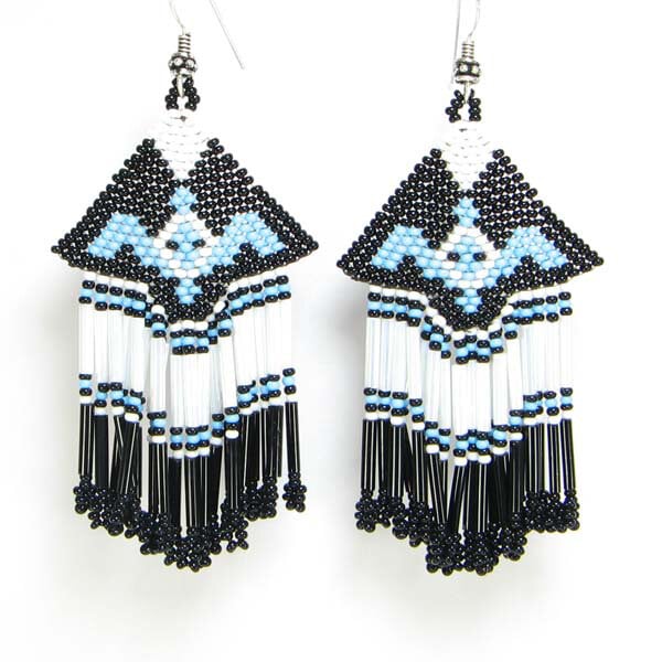 Handmade Beaded Black Seed Bead Eagle Earrings