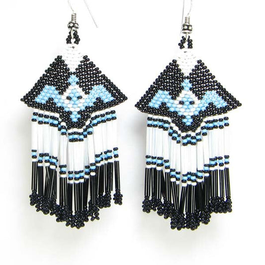 Handmade Beaded Black Seed Bead Eagle Earrings