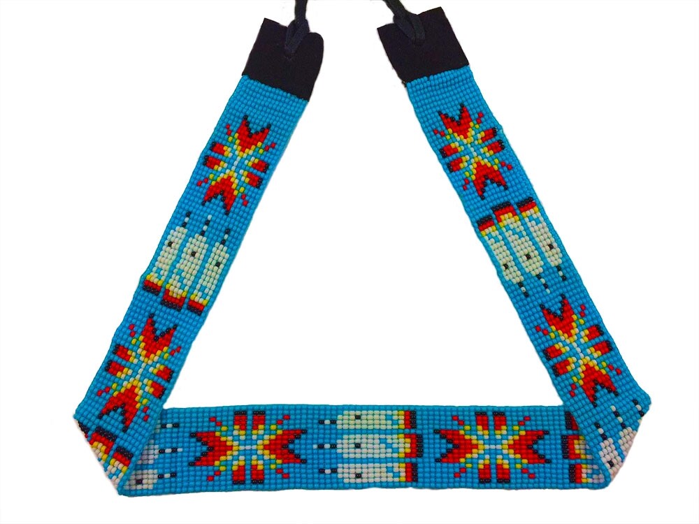 Turquoise Blue White Red Bead Work Beaded Cowboy Hat Band Belt
