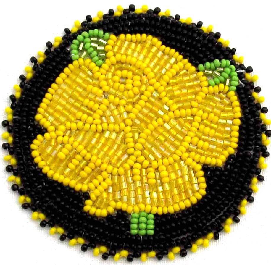 Handmade Beaded Rosette Yellow Rose 3 Inch rosette