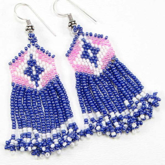 Handmade Beaded Blue Seed Bead Earrings