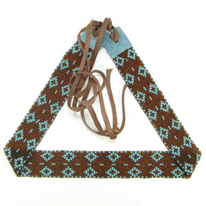 Brown Sea Green Seed Beaded Cowboy Hat Band Waist Belt