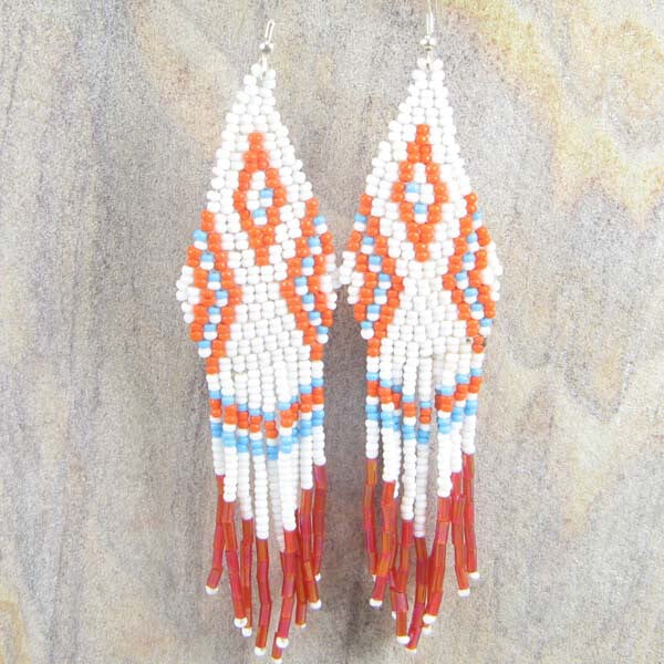 Handmade Beaded White Seed Beaded Earrings