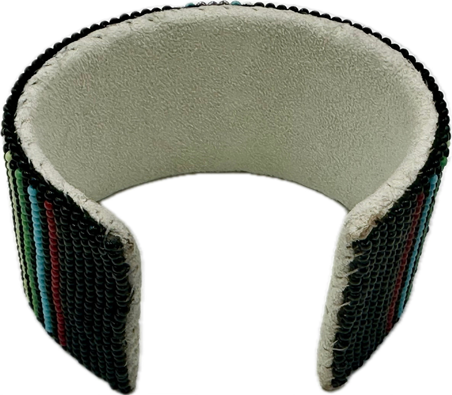 Handmade Black multicolor Flower Leather Cuff Bracelet