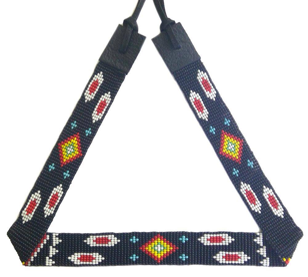 Handmade Beaded Native Style Black Red Yellow Cowboy Hatband