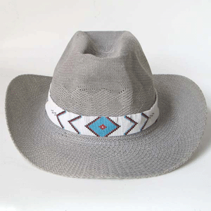 Turquoise Blue White Red Medicine man's Eye Beaded Belt Cowboy Hat Band