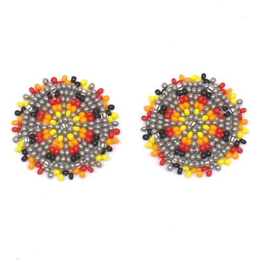 Handmade beaded 2x1.2 “ Grey rosette/applique