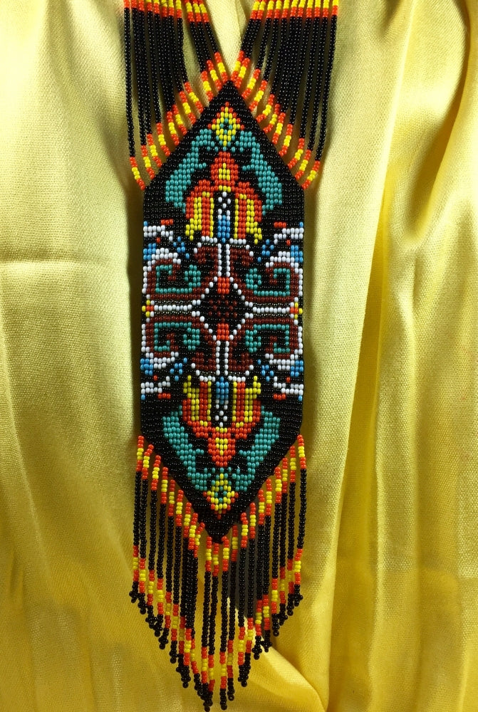 New Handmade Black Multi-Colored Long Necklace Earring Set