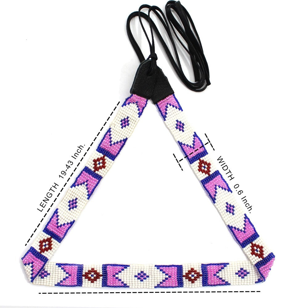 Purple White Red Billy Jack Movie Inspired Seed Beaded Cowboy Hat Band