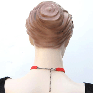 Vibrant Red Black Beaded Fringe Choker Necklace