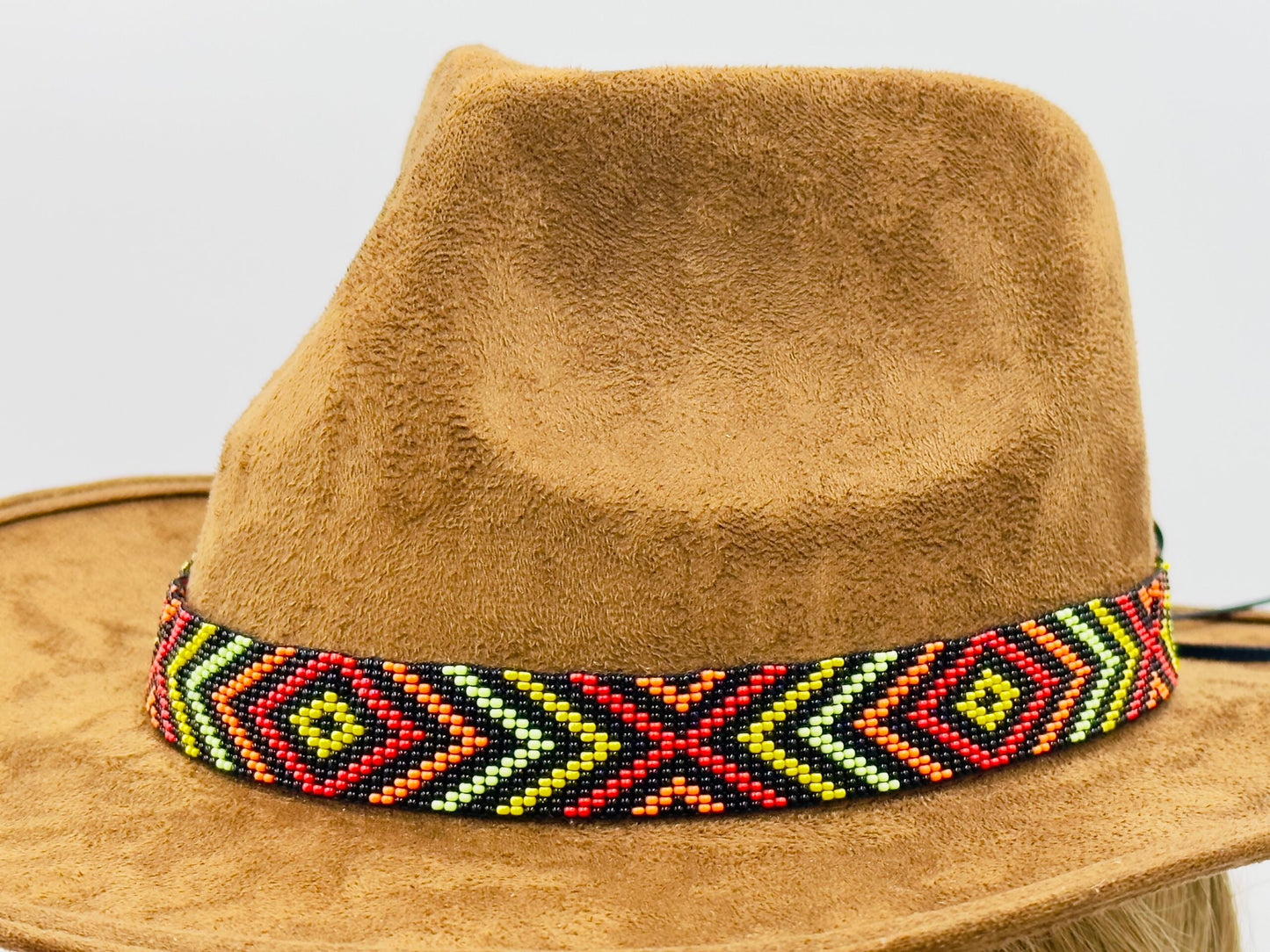 Handmade beaded Geometric Black Cowboy Rodeo Hatband