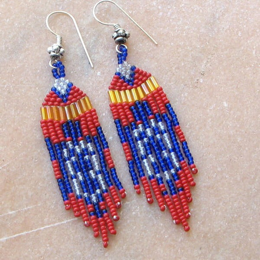 Handmade Beaded Seed Bead Turtle Earrings
