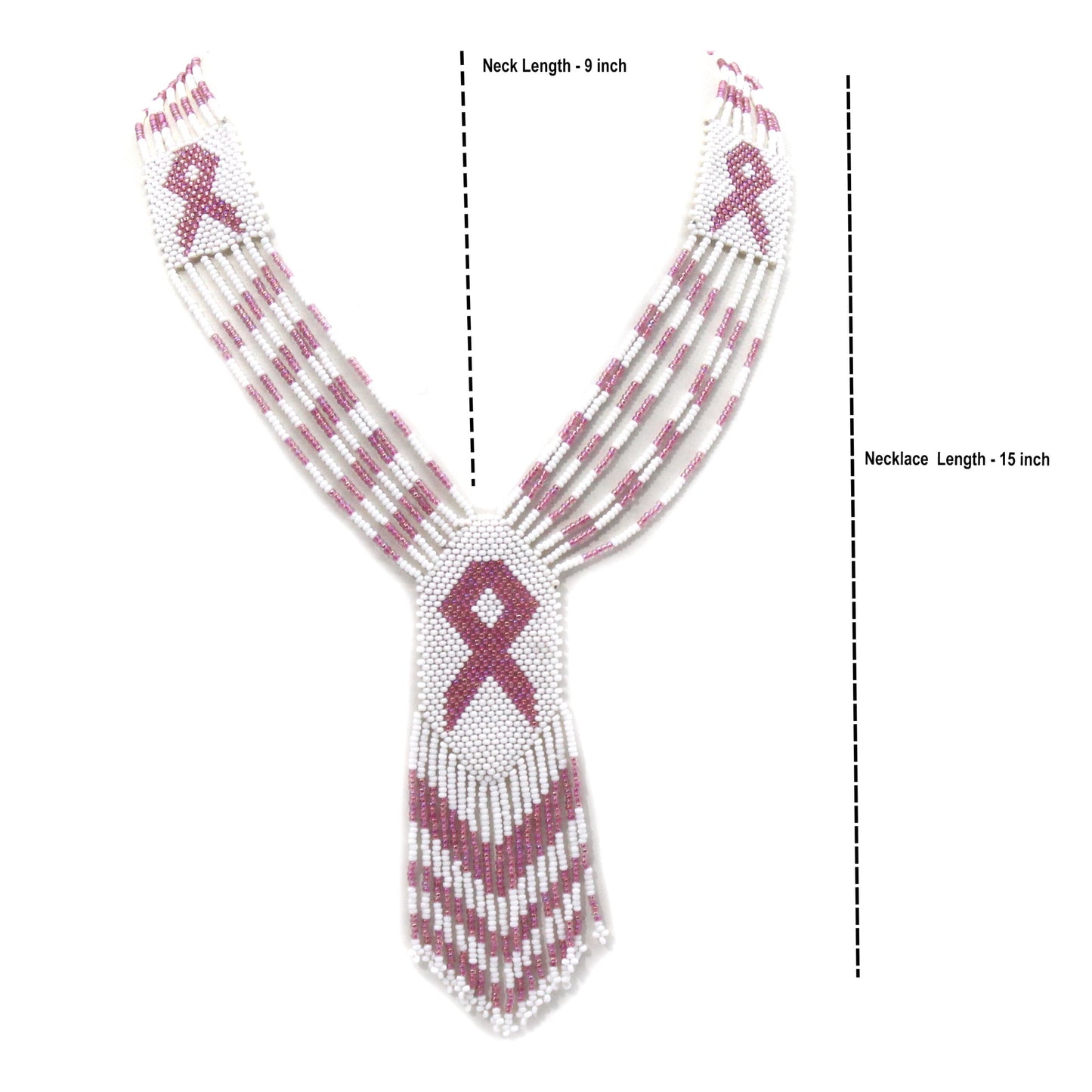 Handmade Pink Ribbon Breast Cancer Awareness Necklace Earrings Set