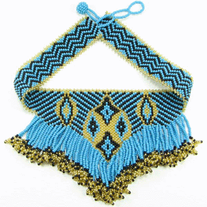Handmade Beaded Turquoise Blue Medicine Man'S Eye Choker Necklace