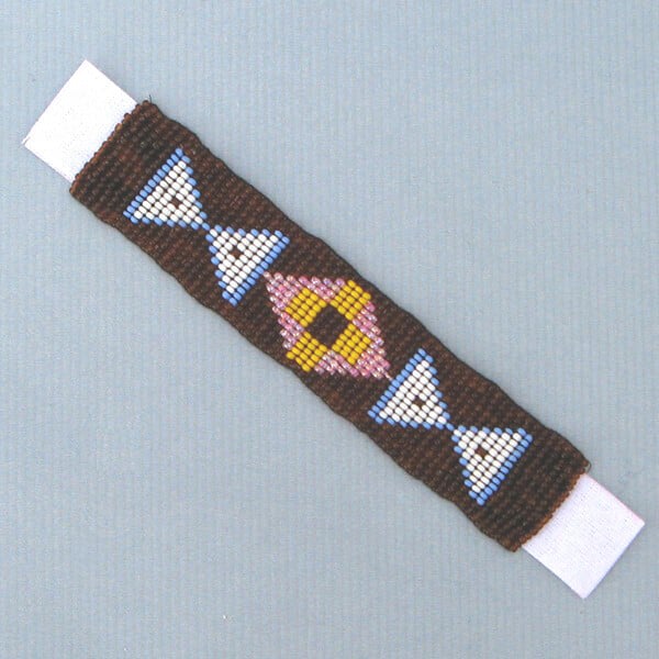 5X1" Brown Pink Yellow Blue White Beaded Strip Applique And Crafts