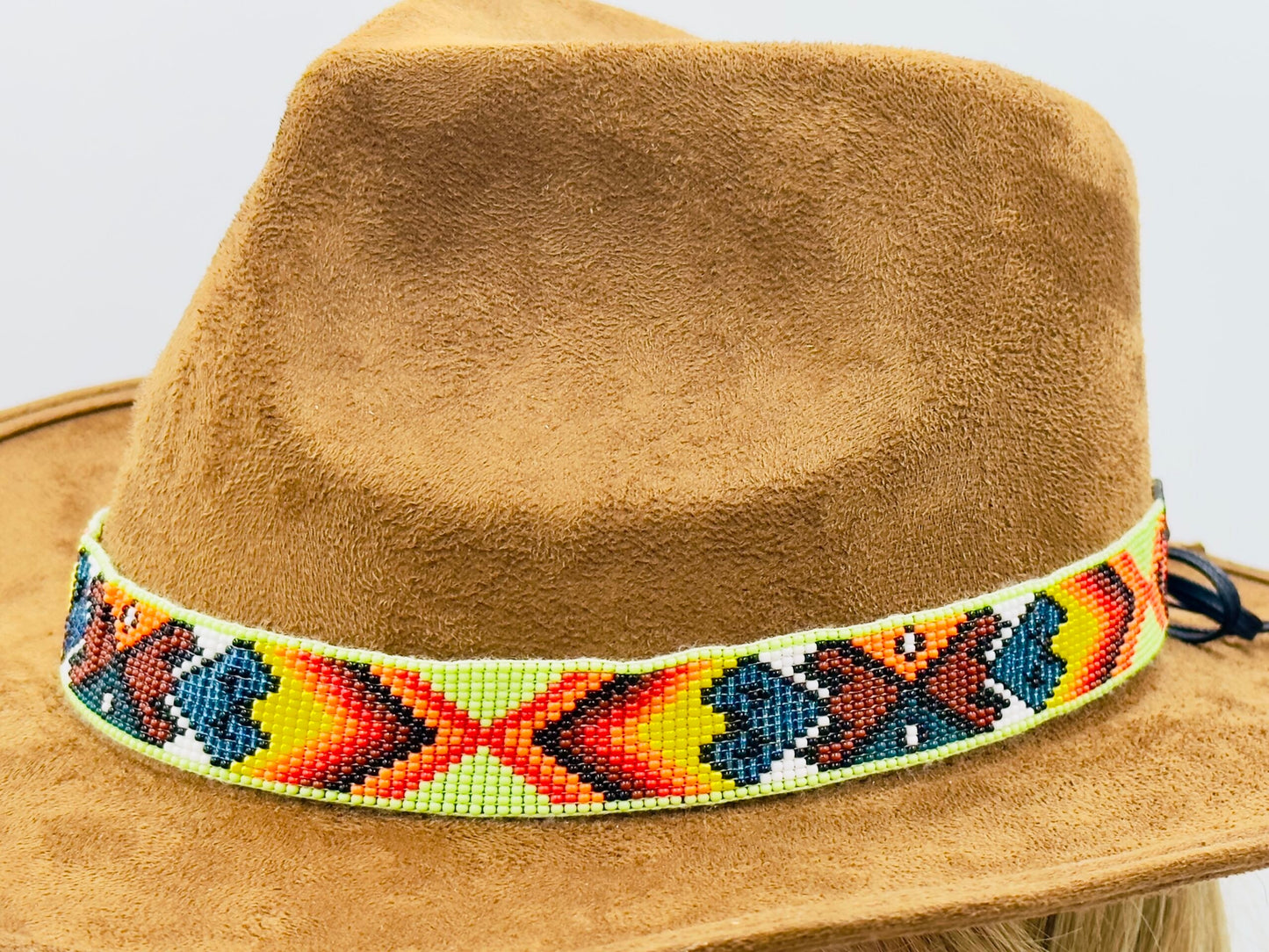 Handmade Green Multicolored Cowboy Rodeo adjustable Hatband