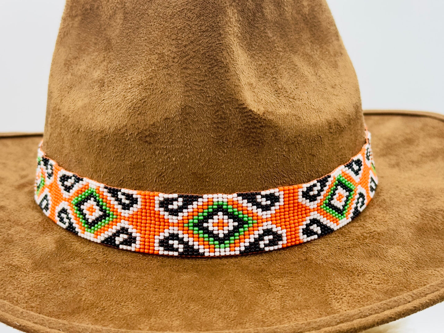 Handmade beaded Orange Green Cowboy Rodeo Hatband