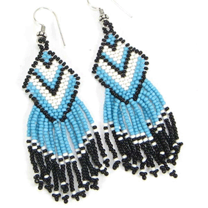 Handmade Beaded Blue Choker Necklace Earrings Set