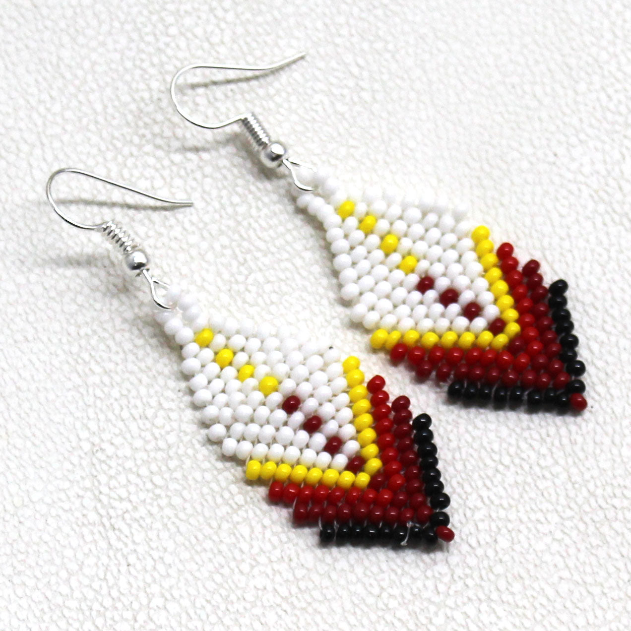 WHITE MULTICOLORED BEADED FASHION HOOK HANDMADE CHANDELIER EARRINGS E54/1