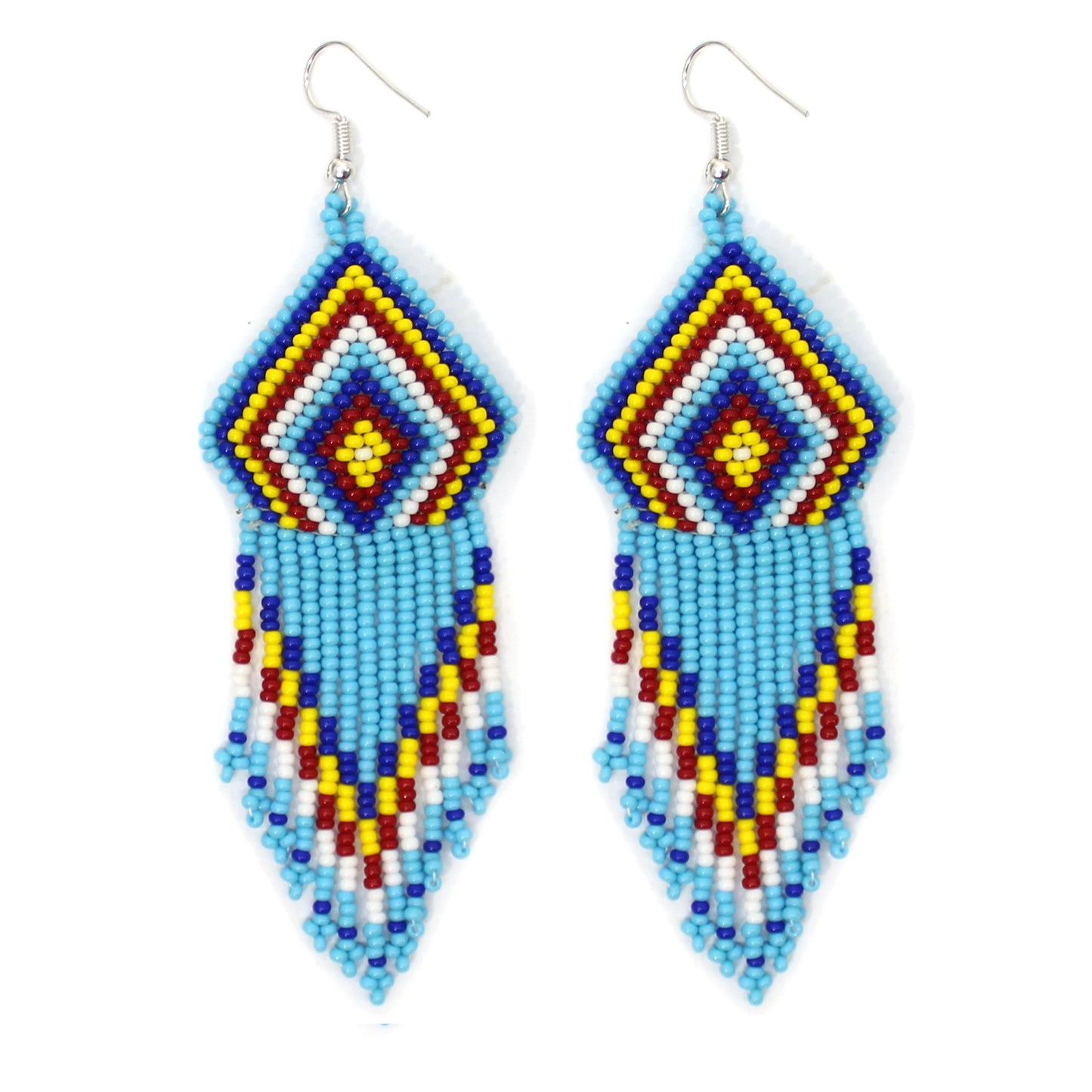 Turquoise Blue Beaded Choker Necklace Earrings Set