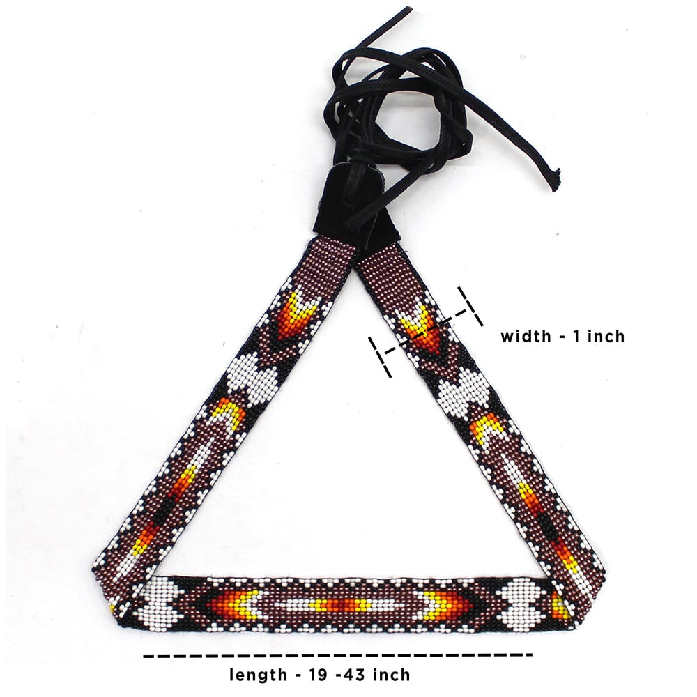 Handmade Adjustable Brown White Yellow Beaded Loom Cowboy Hatband 1 Inch
