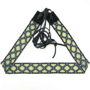 Black Green Blue Beaded Geometrical Beadwork Cowboy Hat Band Belt