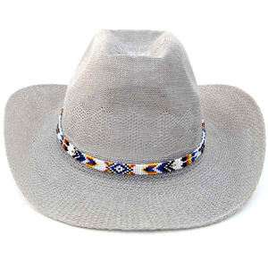 White Multicolor Beaded Cowboy Hatband Medicine man's Eye Beadwork