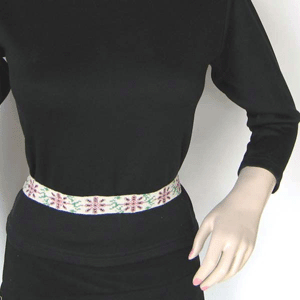 Cream Pink Butterfly Seed Beaded Cowboy Hat Band Waist Belt