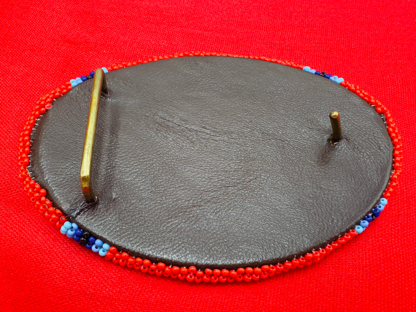 Handmade beaded Red Blue Cowboy Buckle