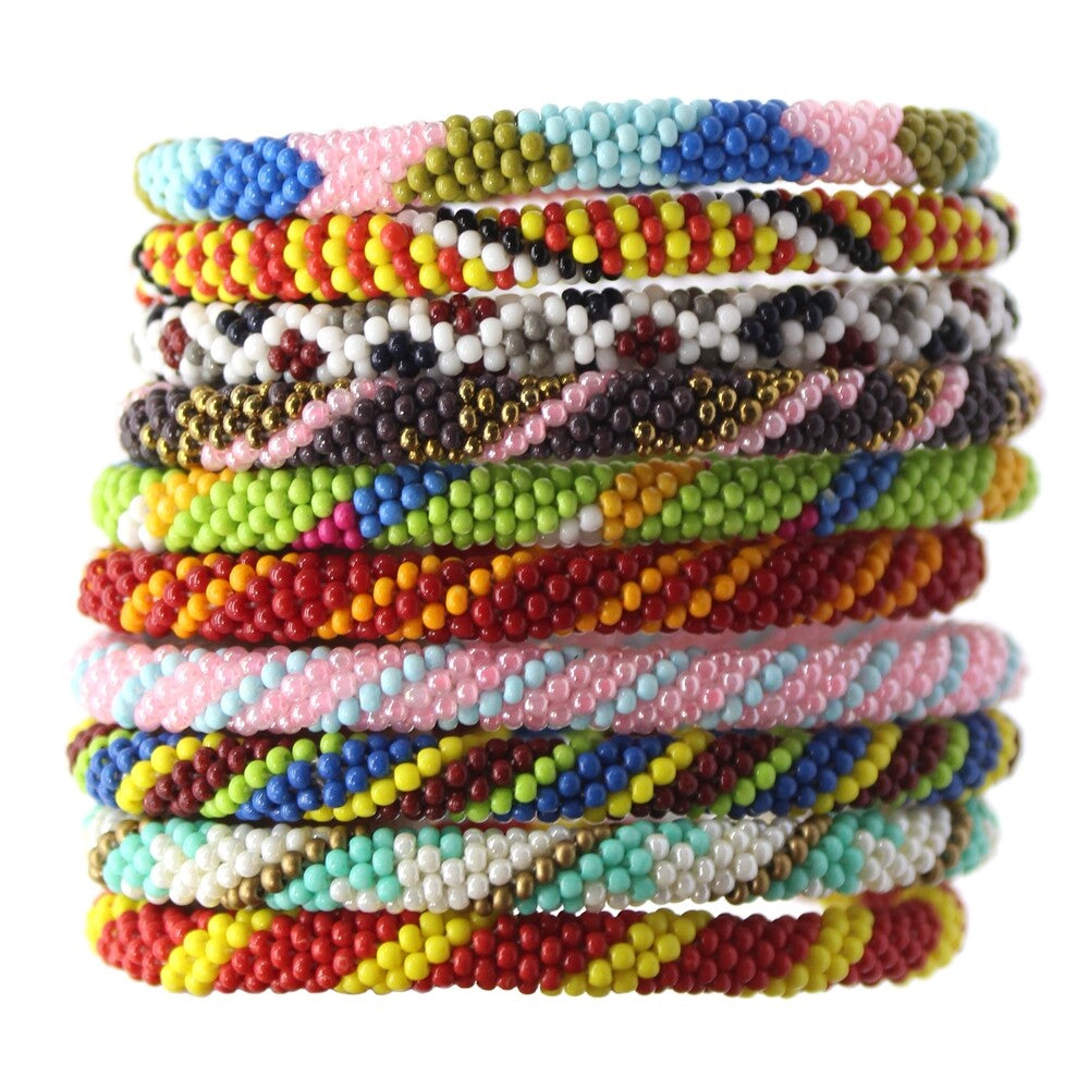 Handmade Multi-Color Seed Beaded Crochet Bracelets Set