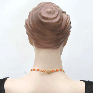 Vibrant Orange Starburst Seed Bead Necklace