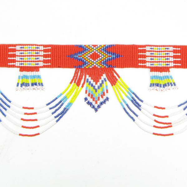 Red Yellow White Rainbow Color Seed Beaded Belly Dance Women'S Waist Belt