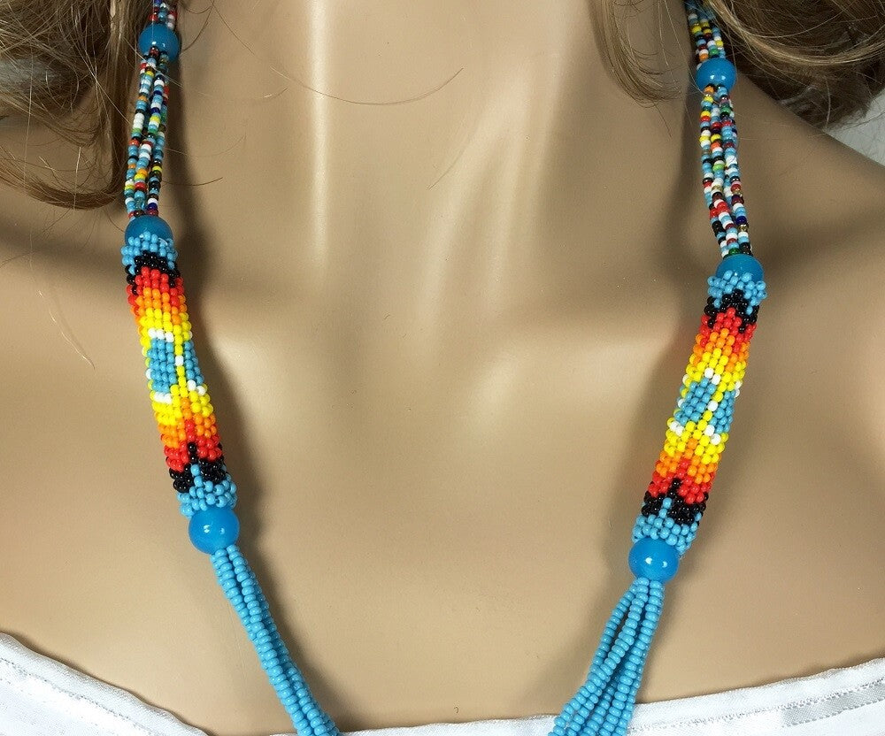Pair Of Tubular Beaded Beads 2 1/4 Inch