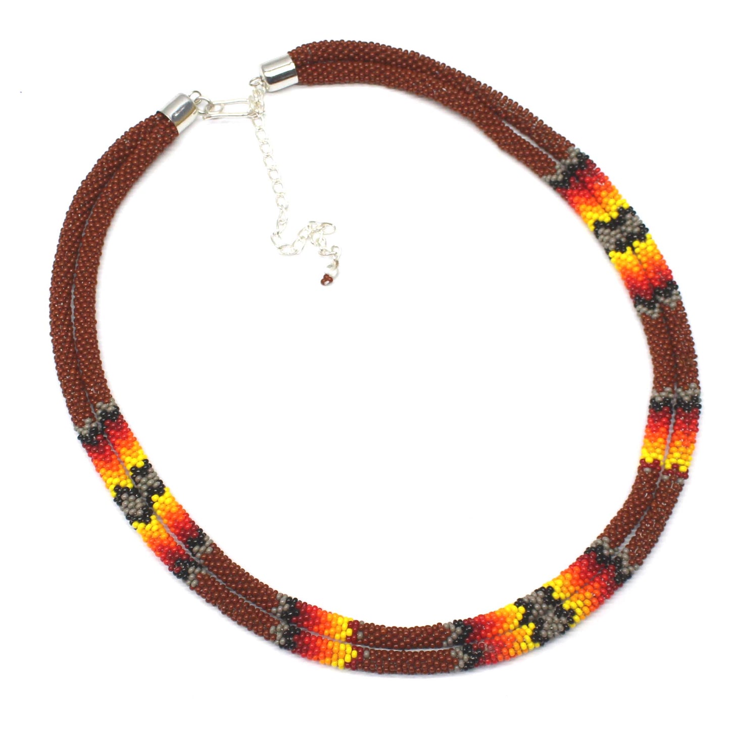 Handmade Beaded Brown Rope double layered necklace