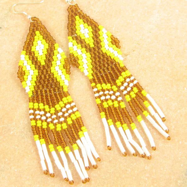 Handmade Beaded Brown Seed Beaded Earrings