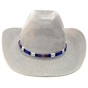 Blue White Multicolor Beaded Cowboy Hatband Medicine man's Beadwork