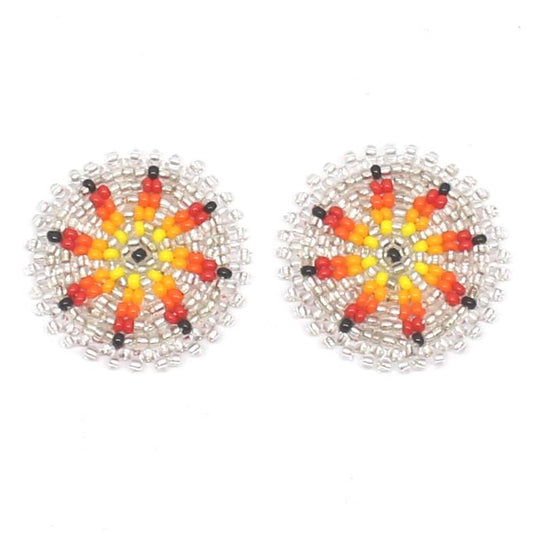 Handmade beaded 2x1.2 inch Silver rosettes