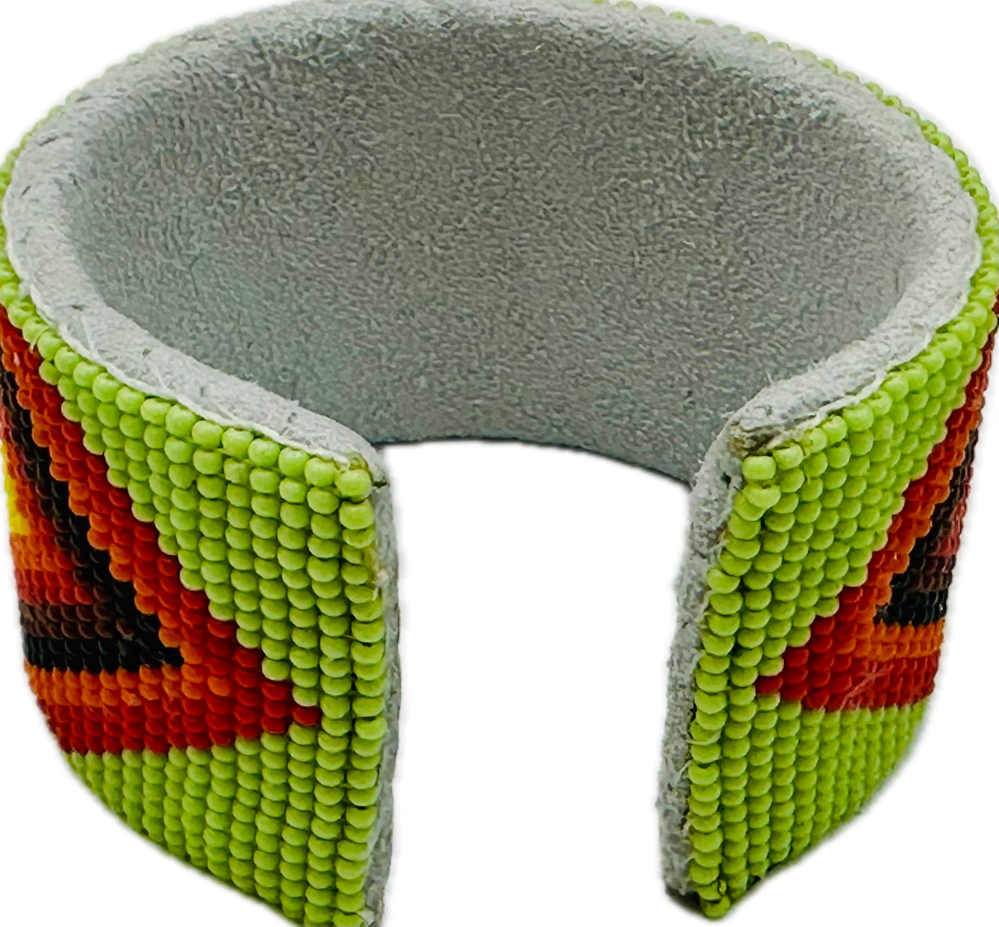 Handmade Beaded White multicolor Leather hard Cuff Bracelet